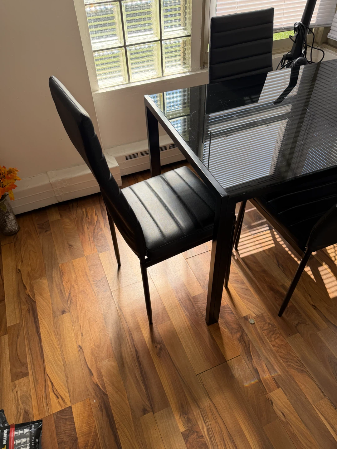 Black Glass Dining Table and 4 Chairs - photo 2