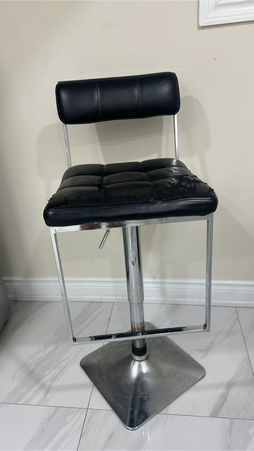 Adjustable black faux leather bar stool - photo 2