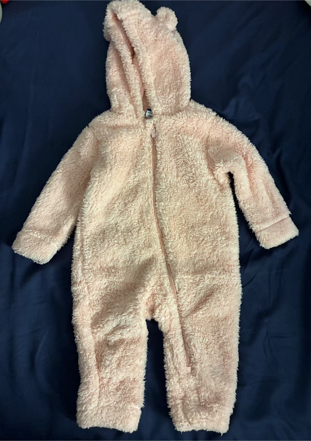 Old Navy Light Pink Fuzzy Bear One-Piece