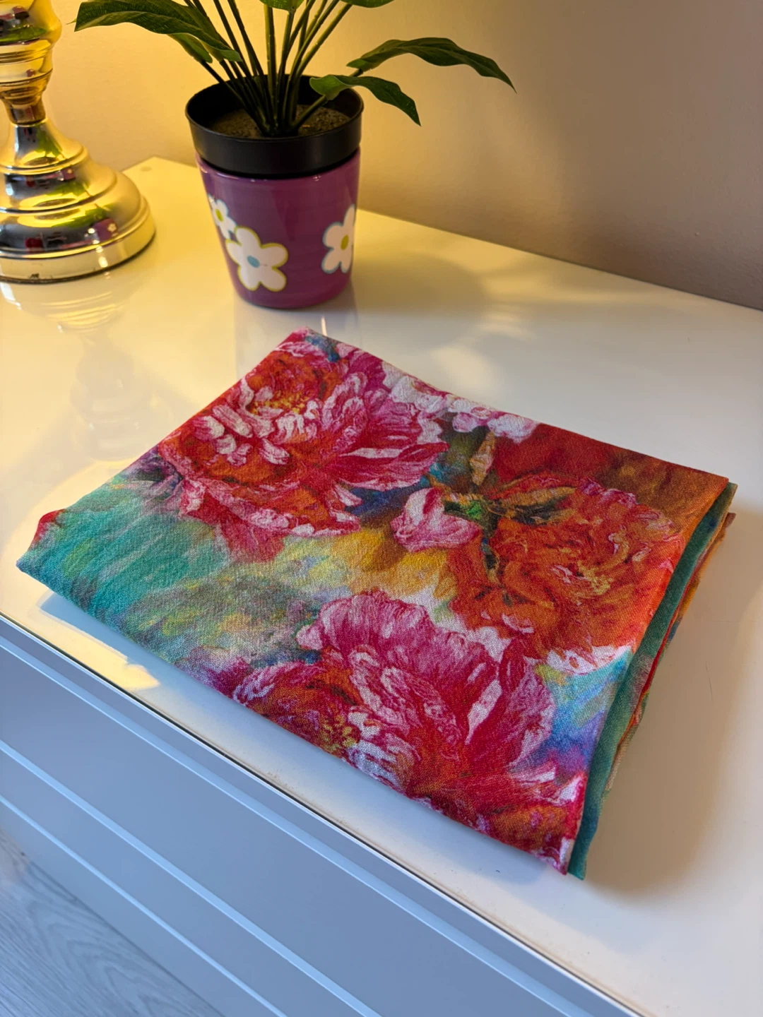 Women's Floral Scarf Soft Warm Pashmina Shawl Wrap 180x62cm - photo 4
