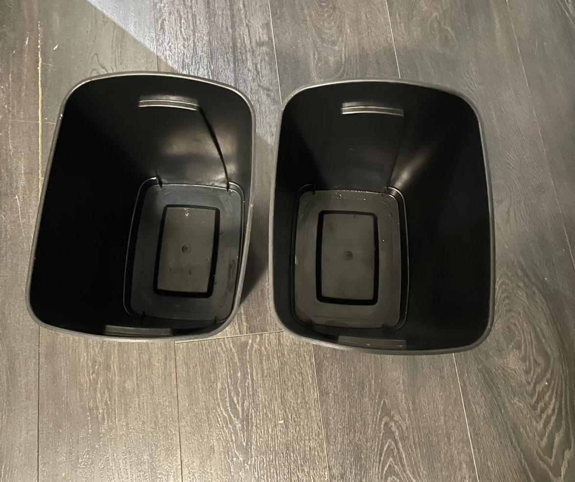 Two Black Plastic Waste Baskets - photo 2