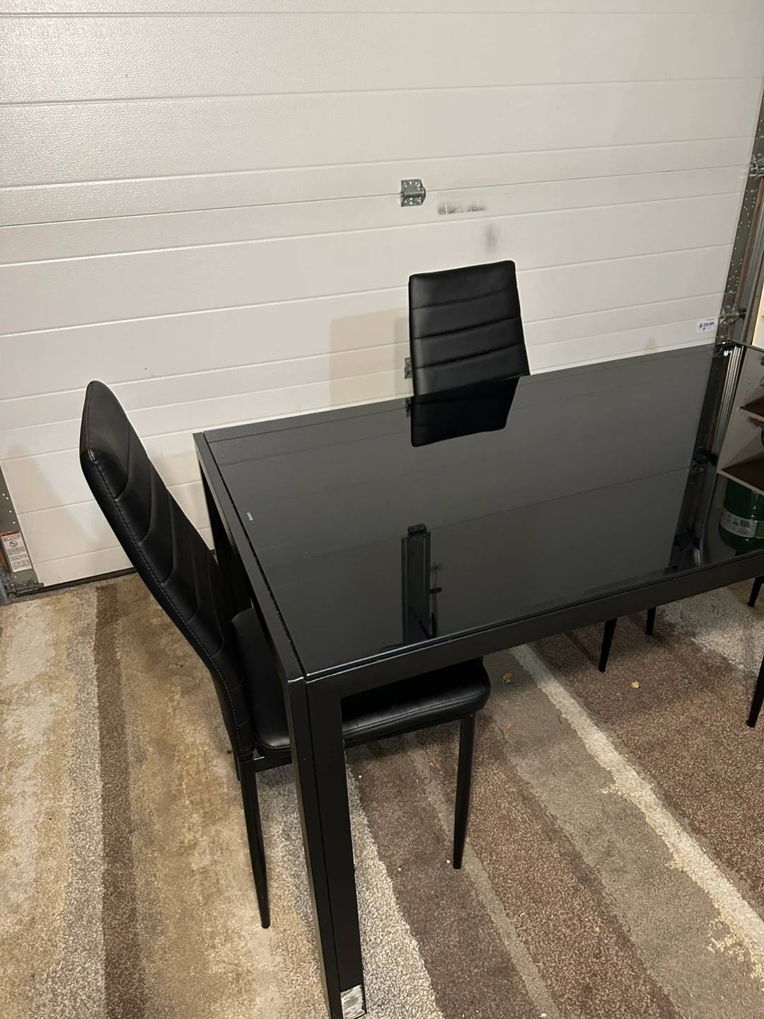 Modern Black Glass Top Dining Table with 3 Chairs - photo 5