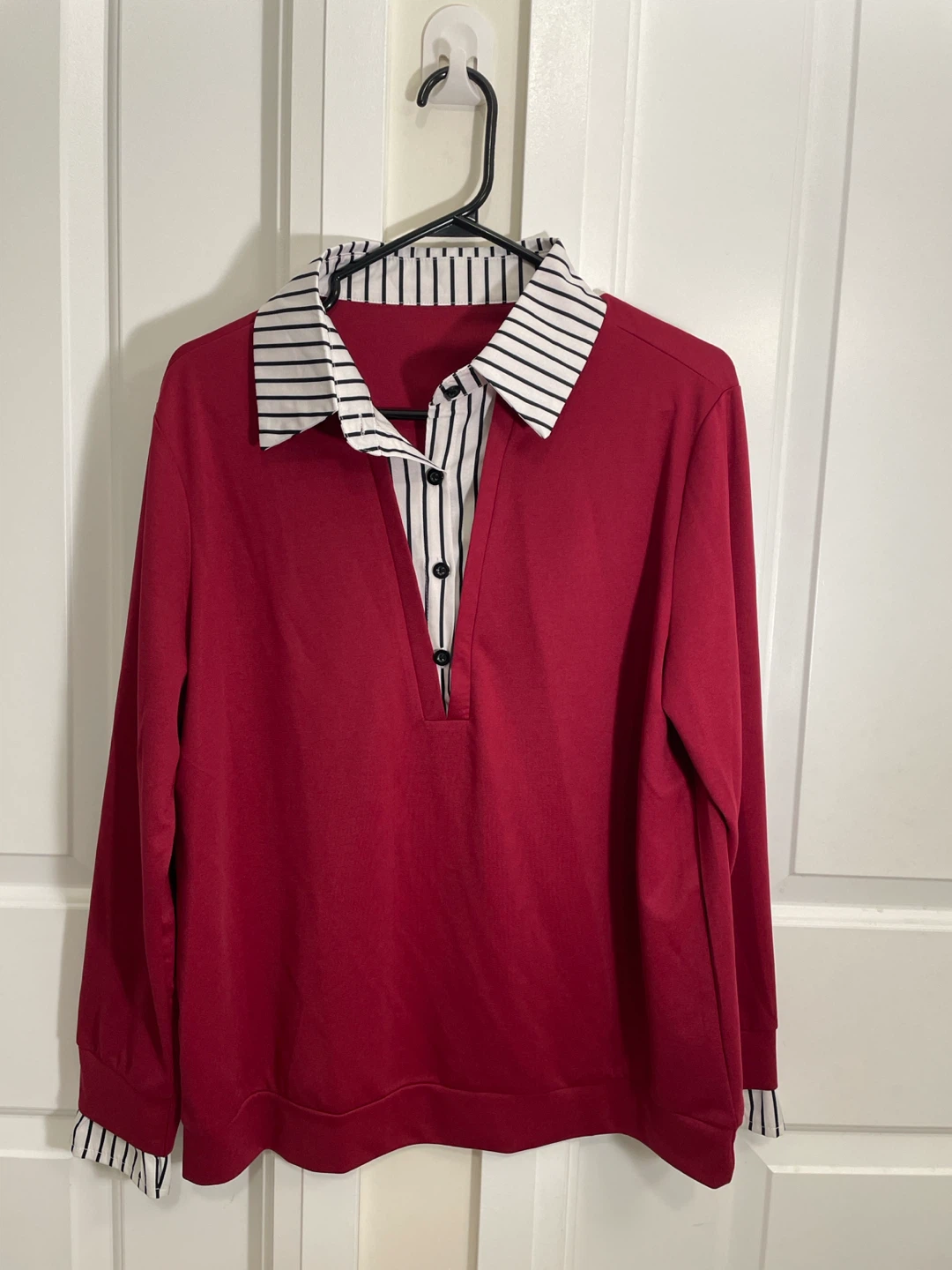 Women’s Red Long Sleeve Collared Shirt - photo 2