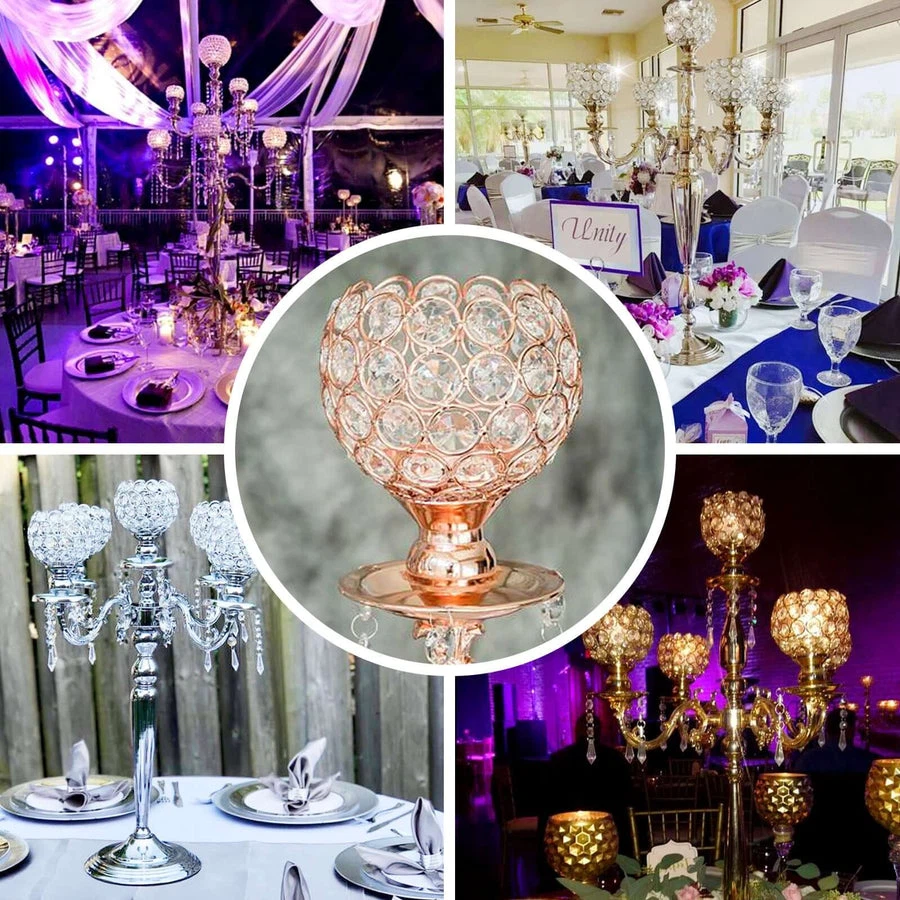 Gold Crystal Beaded 5-Arm Candelabra - photo 4