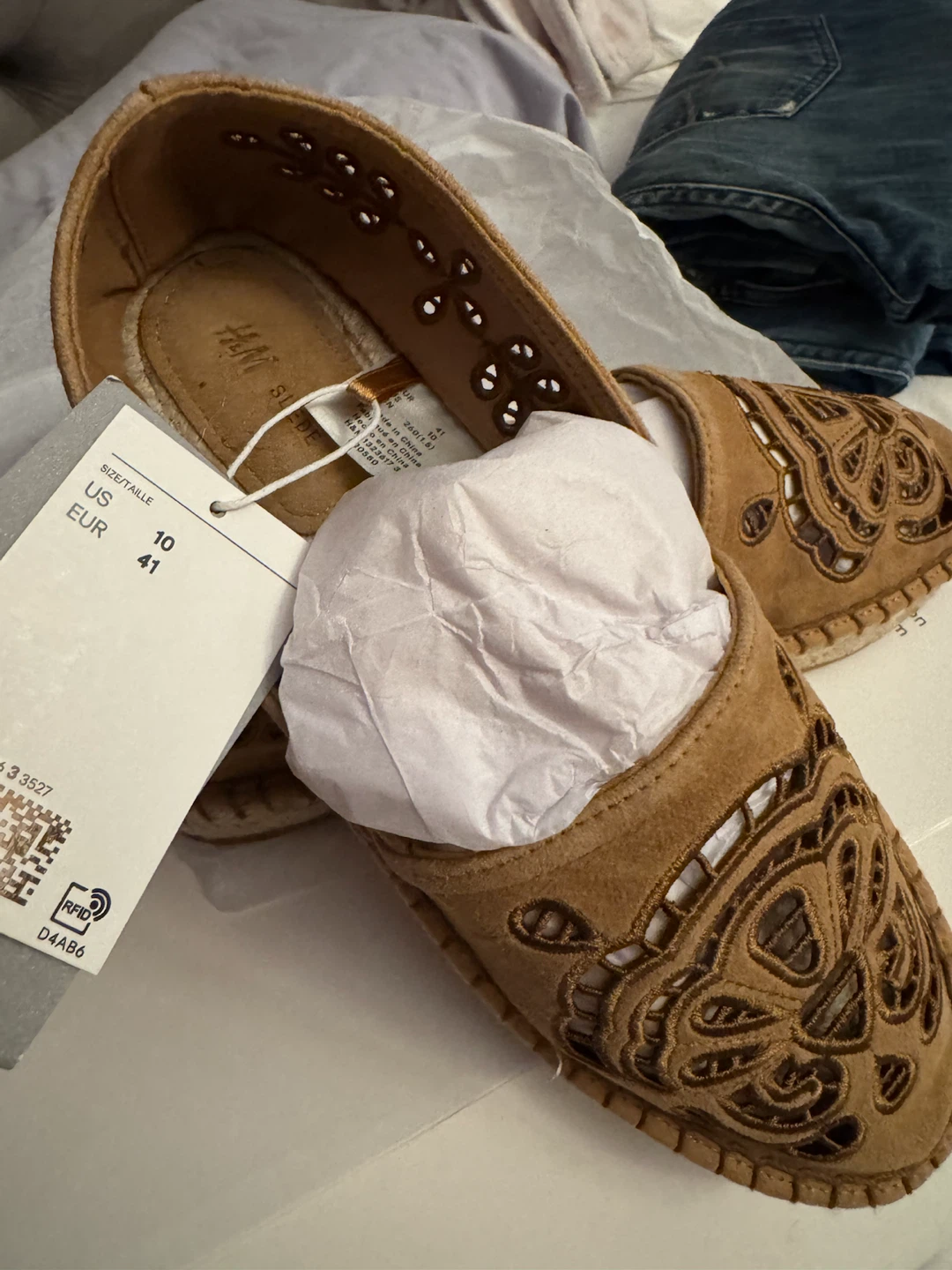 H&M Suede Espadrilles Tan Size 10