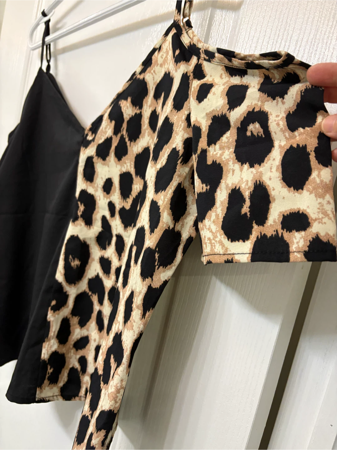 New Split Leopard and Black Cold Shoulder Top - photo 2