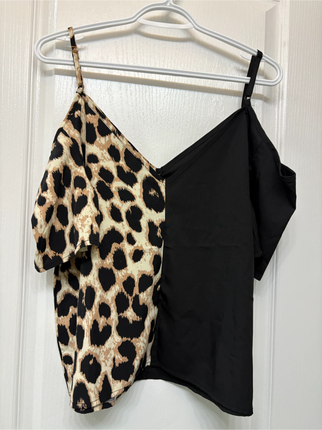 New Split Leopard and Black Cold Shoulder Top - photo 3