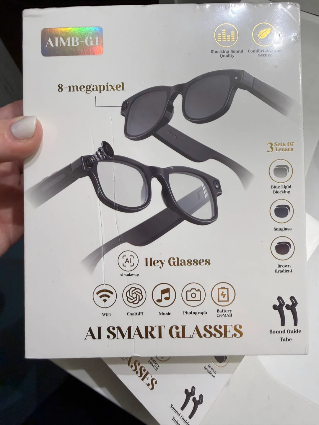 AIMB-G1 AI Smart Glasses with 3 Sets of Lenses