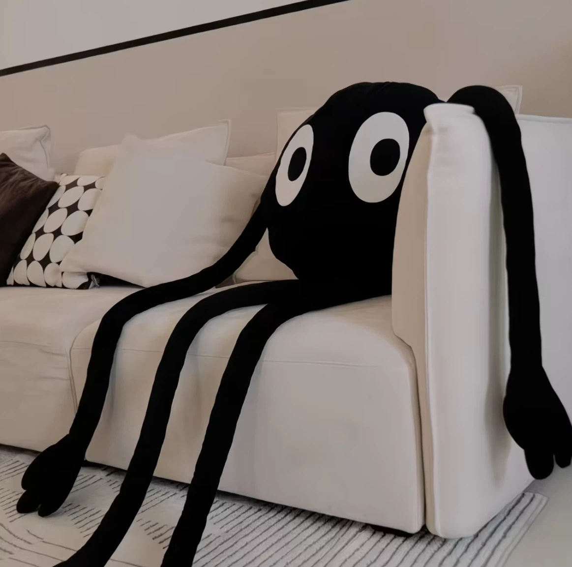 Black Long-Legged Plush Pillow