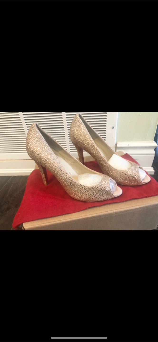 Christian Louboutin Crystal Peep-Toe Heels size 8 or 8.5
