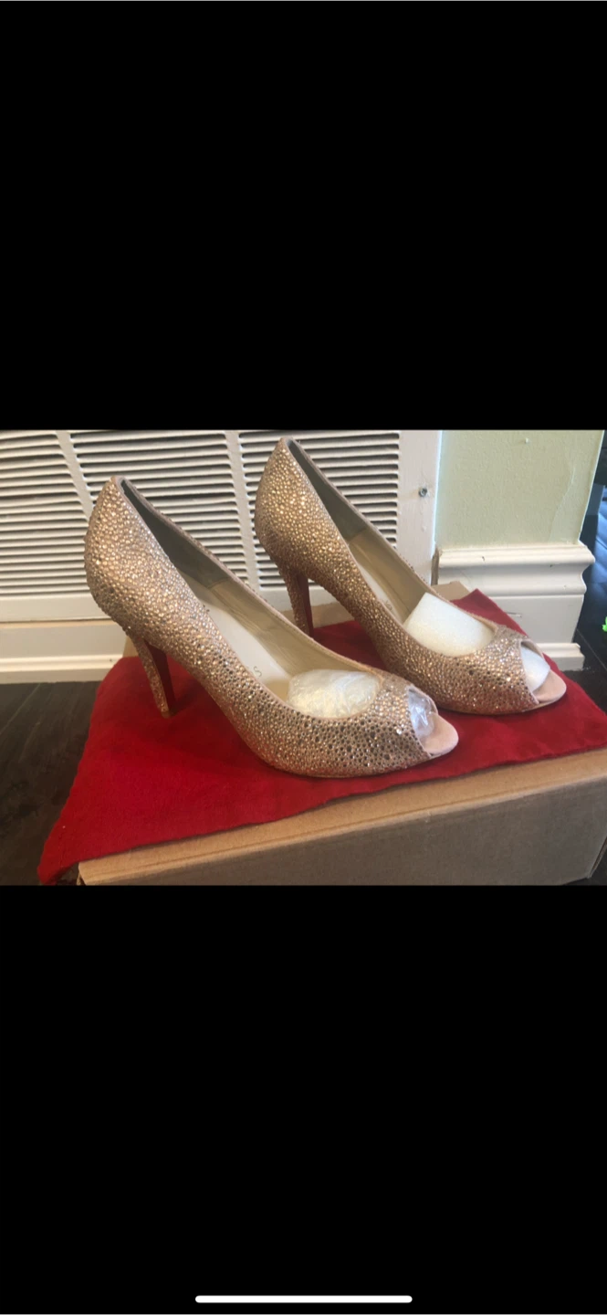 Christian Louboutin Crystal Peep-Toe Heels size 8 or 8.5 - photo 2