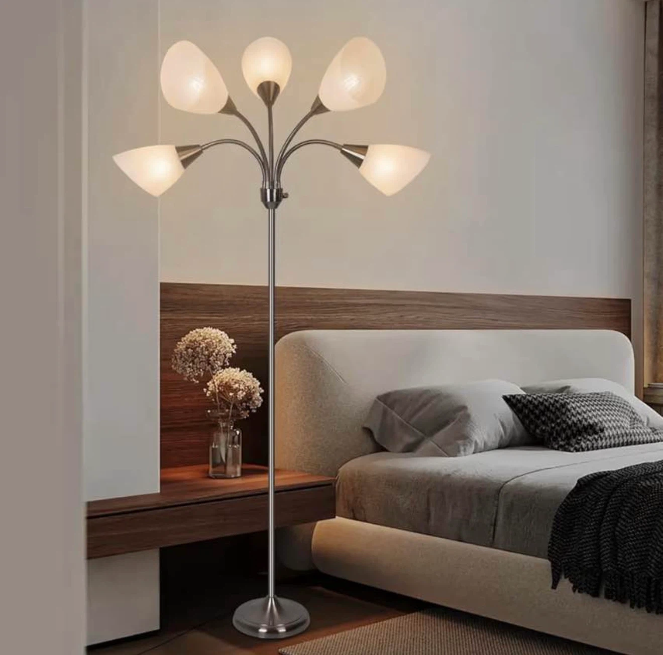 Five-Light Brushed Nickel Floor Lamp