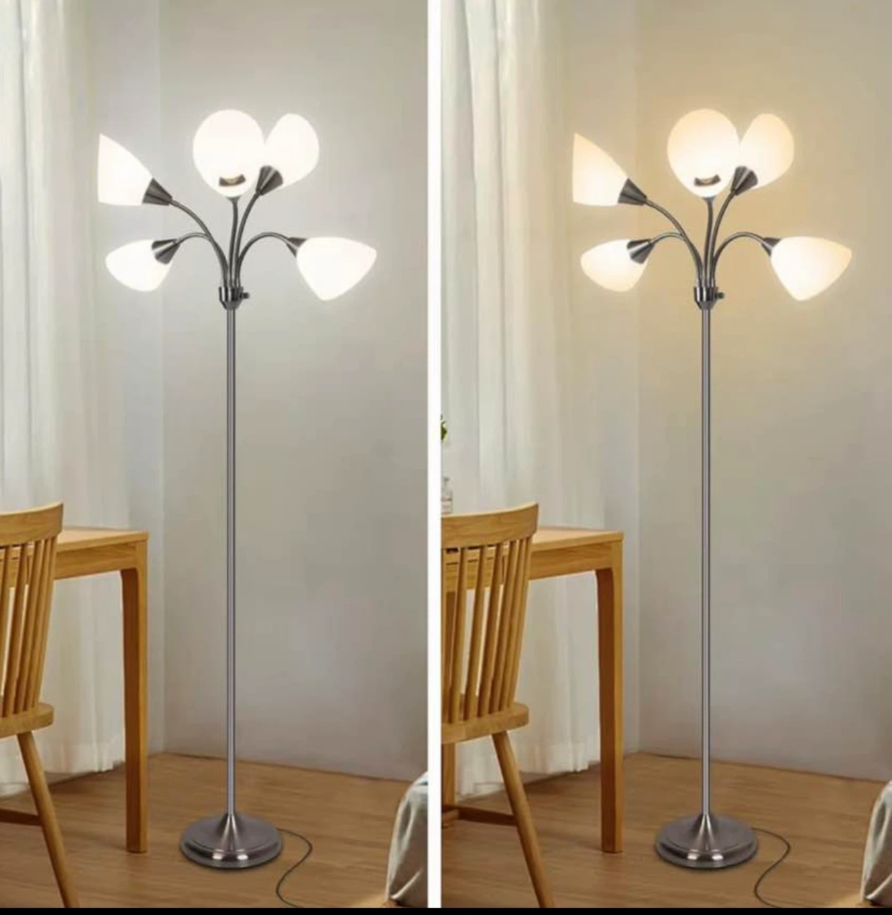 Five-Light Brushed Nickel Floor Lamp - photo 2