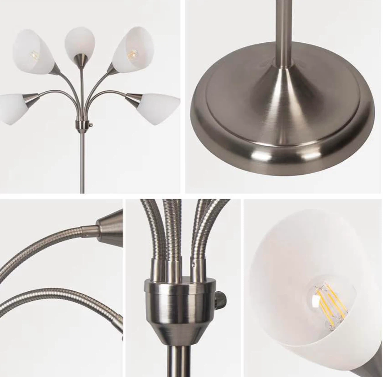 Five-Light Brushed Nickel Floor Lamp - photo 3