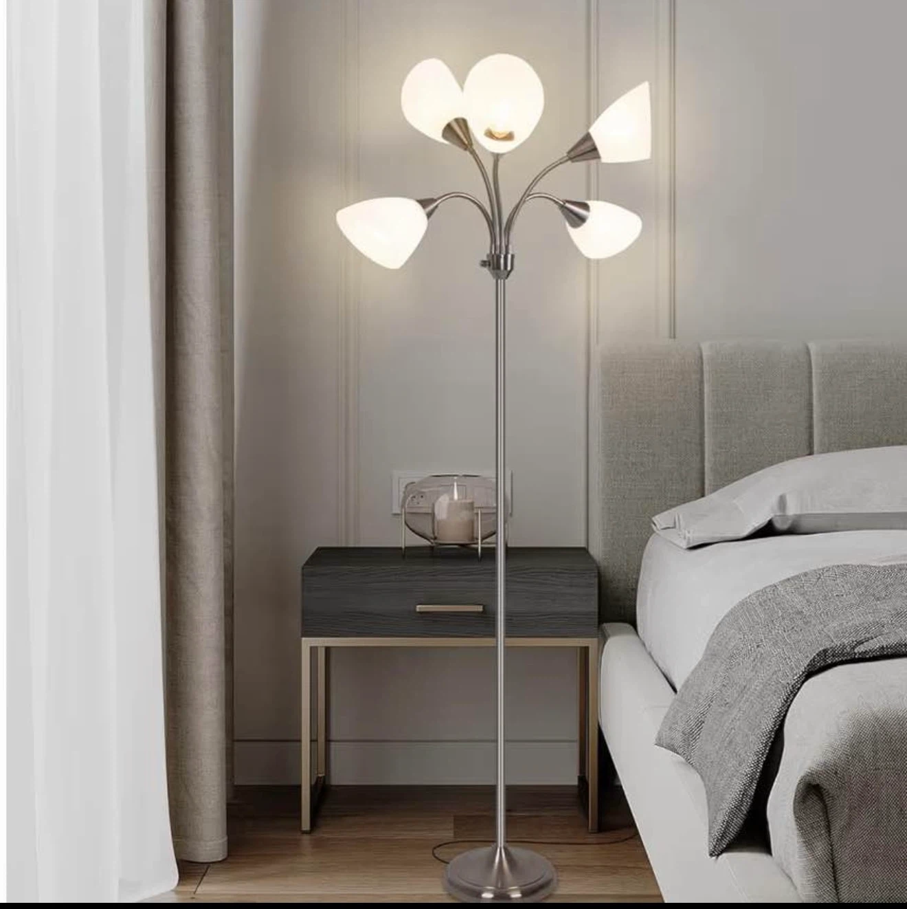 Five-Light Brushed Nickel Floor Lamp - photo 4