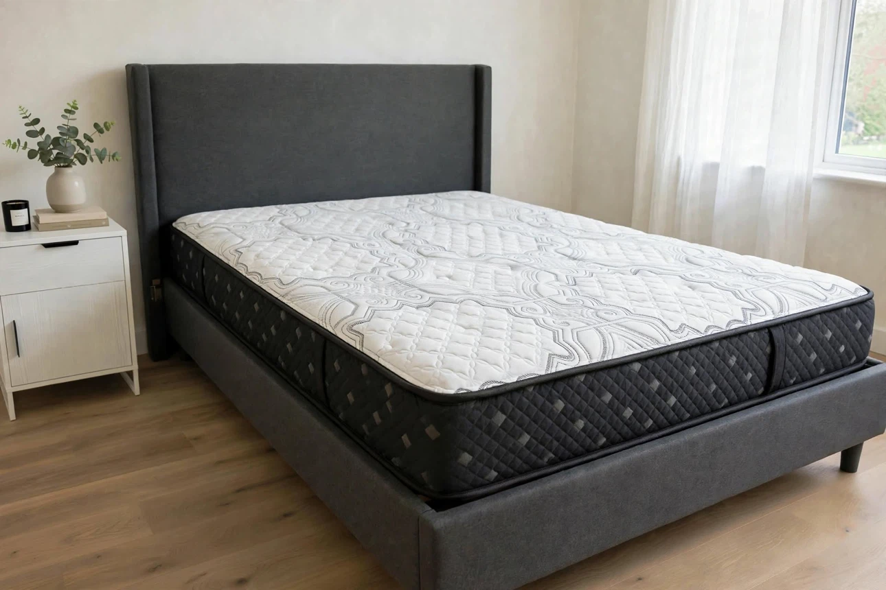 Modern Grey King sized Bed Frame with mattress - photo 4