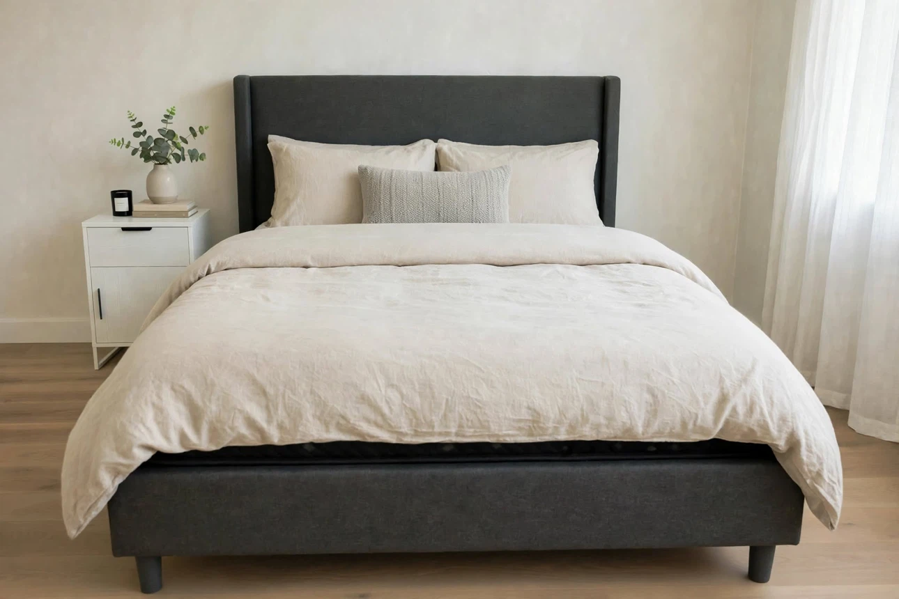 Modern Grey King sized Bed Frame with mattress - photo 5