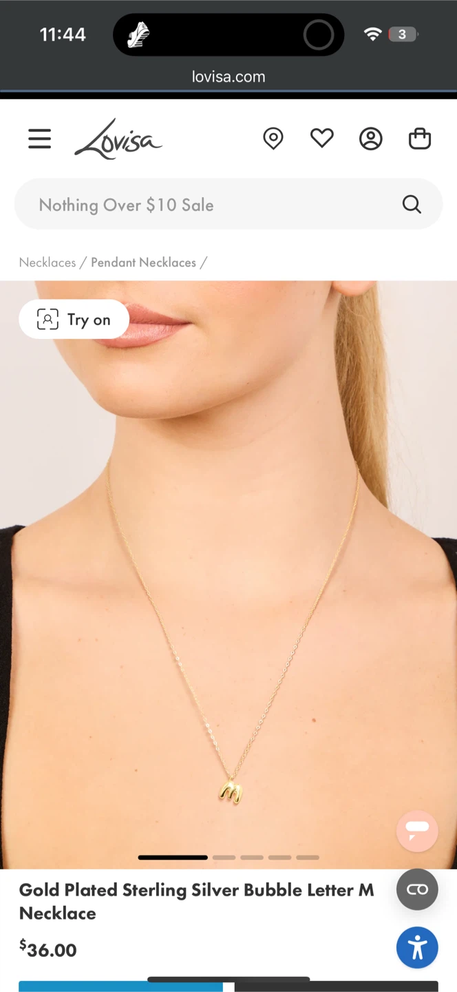 Lovisa Gold Plated Sterling Silver Bubble Letter M Necklace - photo 2