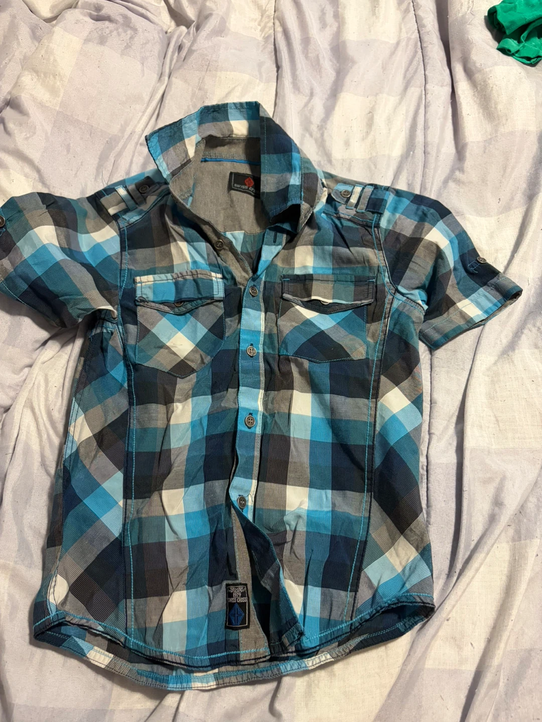 Swiss Cross plaid shirt size M