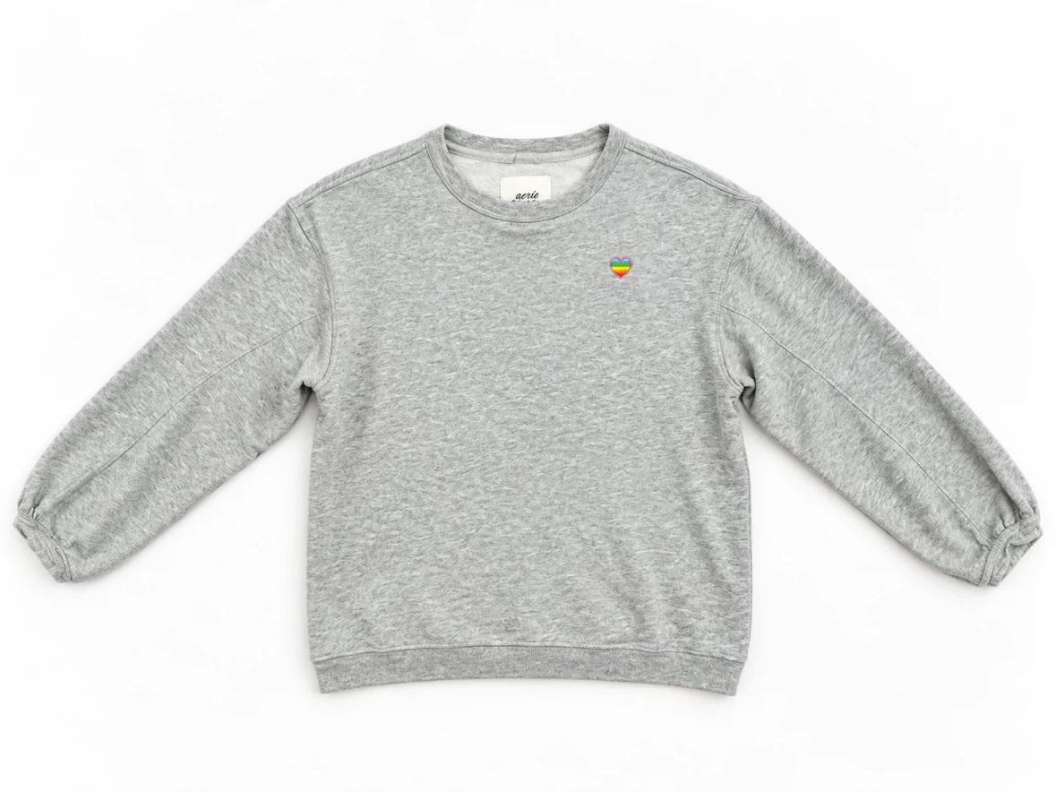 Aerie grey sweatshirt with rainbow heart