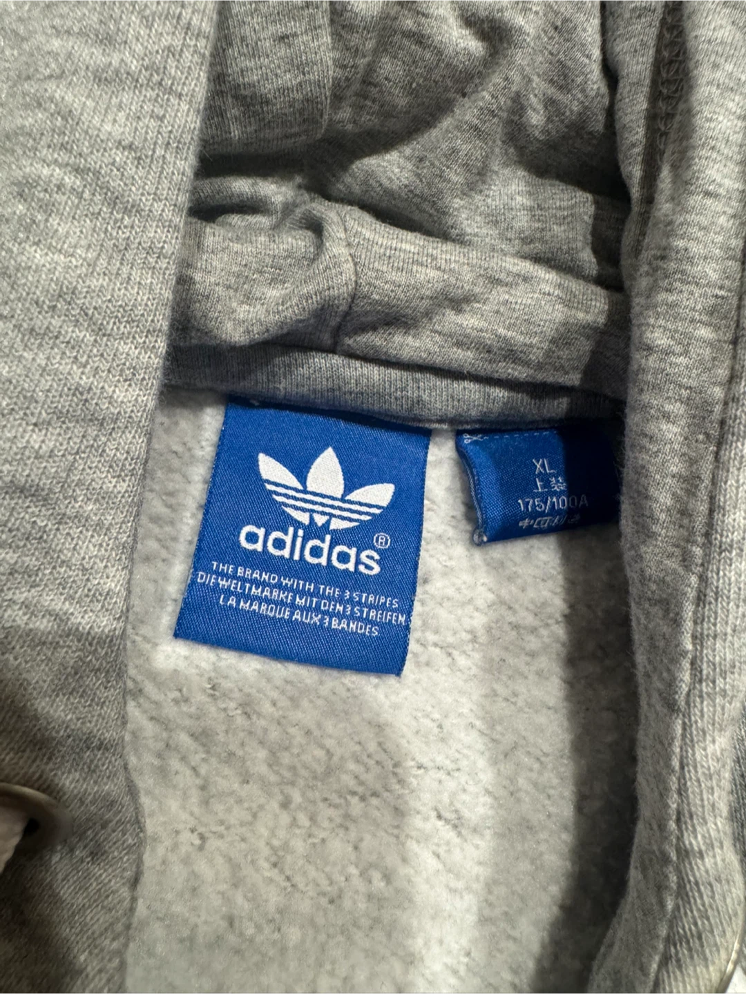 Adidas Originals Grey Hoodie size L fleece inside - photo 2