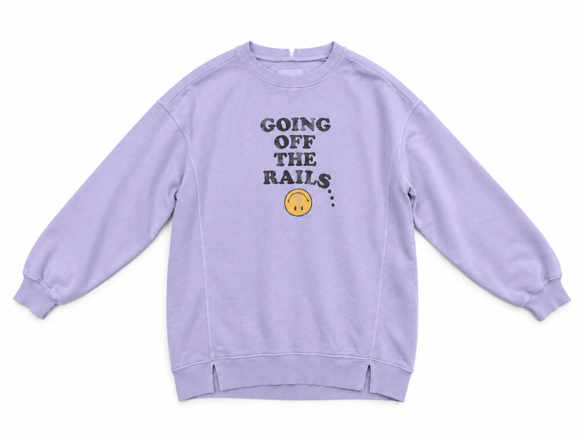 Aerie Going Off The Rails Graphic Sweatshirt - Lavender