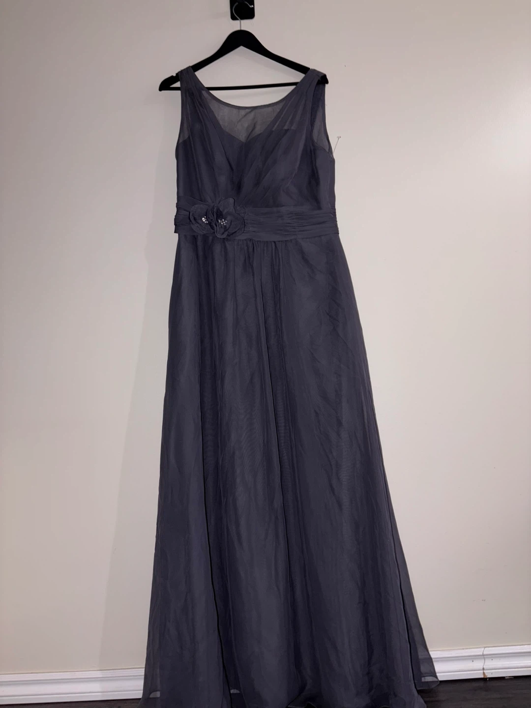 DaVinci Charcoal Gray sleeveless Chiffon Maxi dress size 16