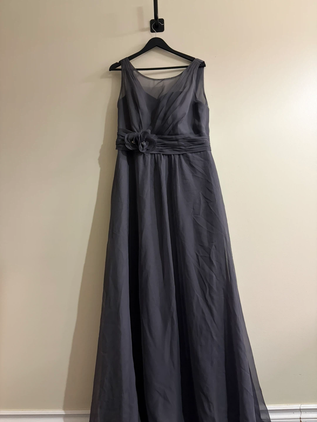 DaVinci Charcoal Gray sleeveless Chiffon Maxi dress size 16 - photo 2