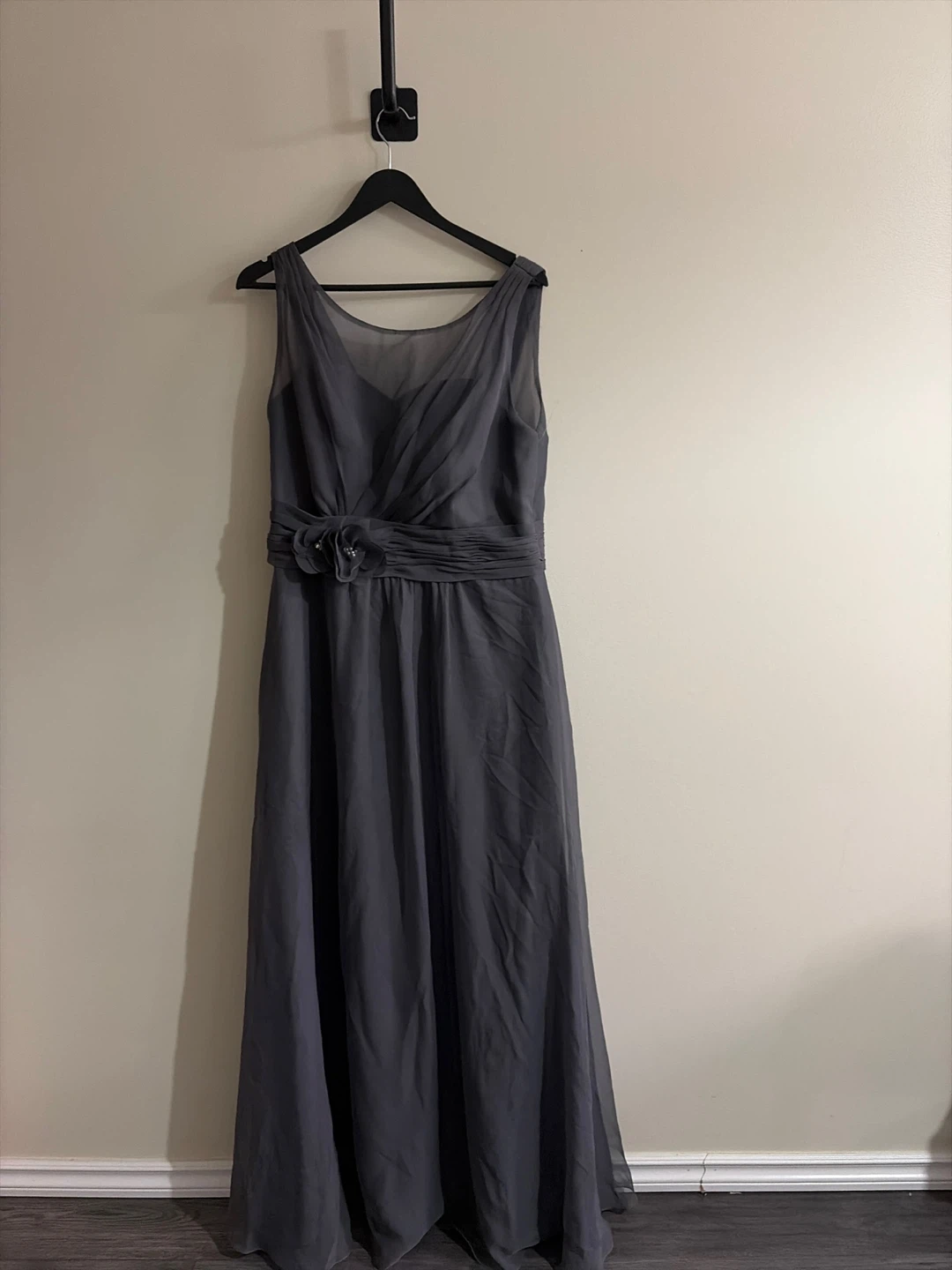 DaVinci Charcoal Gray sleeveless Chiffon Maxi dress size 16 - photo 5