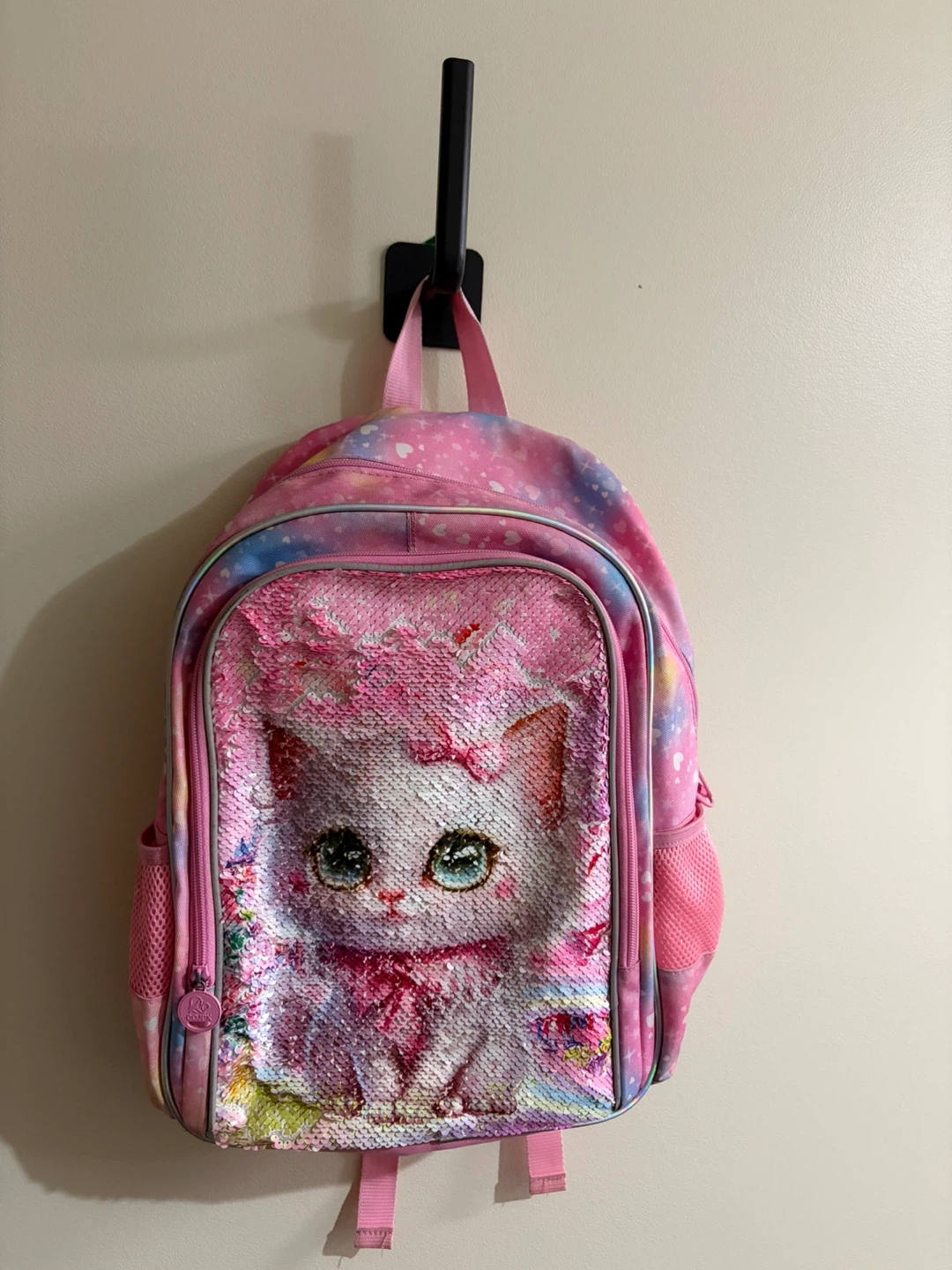 Pink Sequin Kitten Kids Backpack