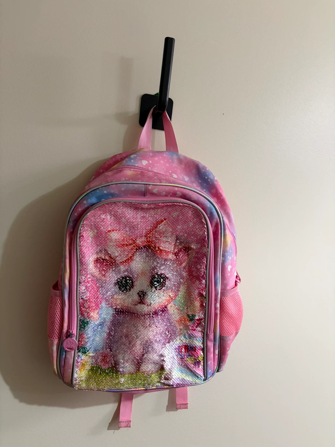Pink Sequin Kitten Kids Backpack - photo 2