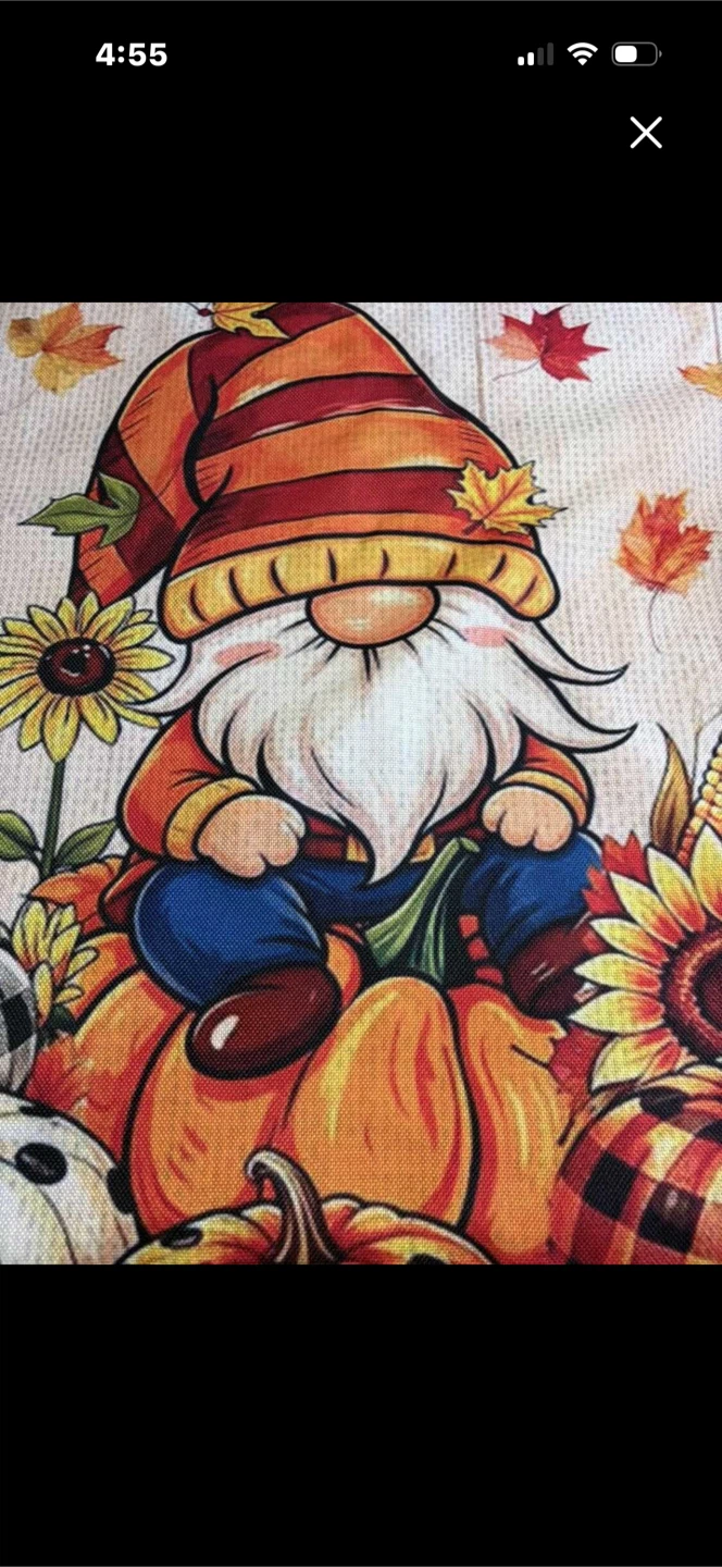 Large Fall Gnome Burlap Welcome  Flag - photo 4
