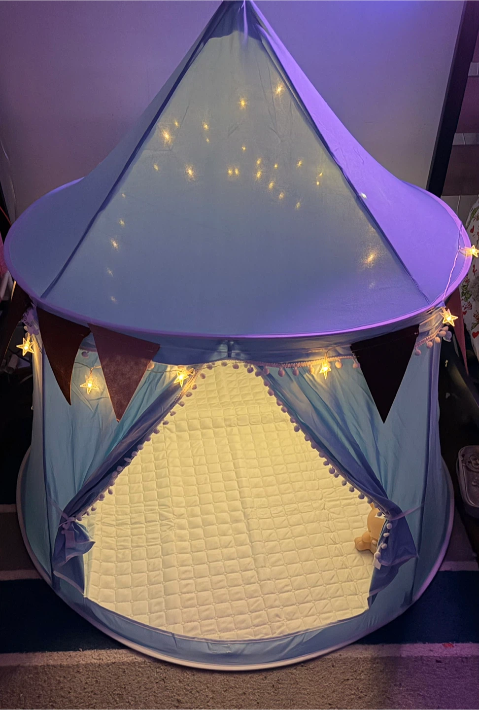 Pink Kids Play Tent with Star Lights - photo 2