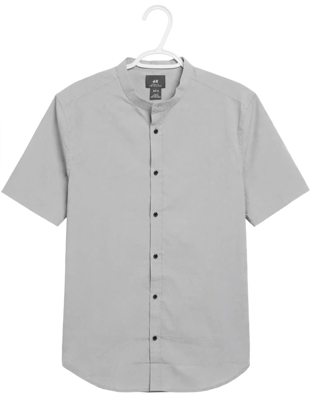 H&M Grey Shirt - Mandarin Collar Mens Medium