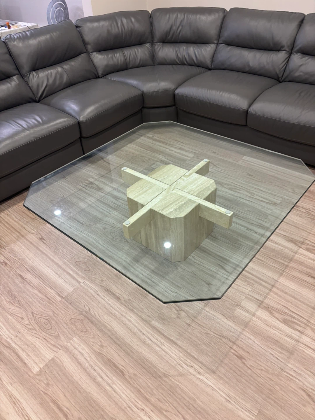 Glass coffee table with marble base - photo 5