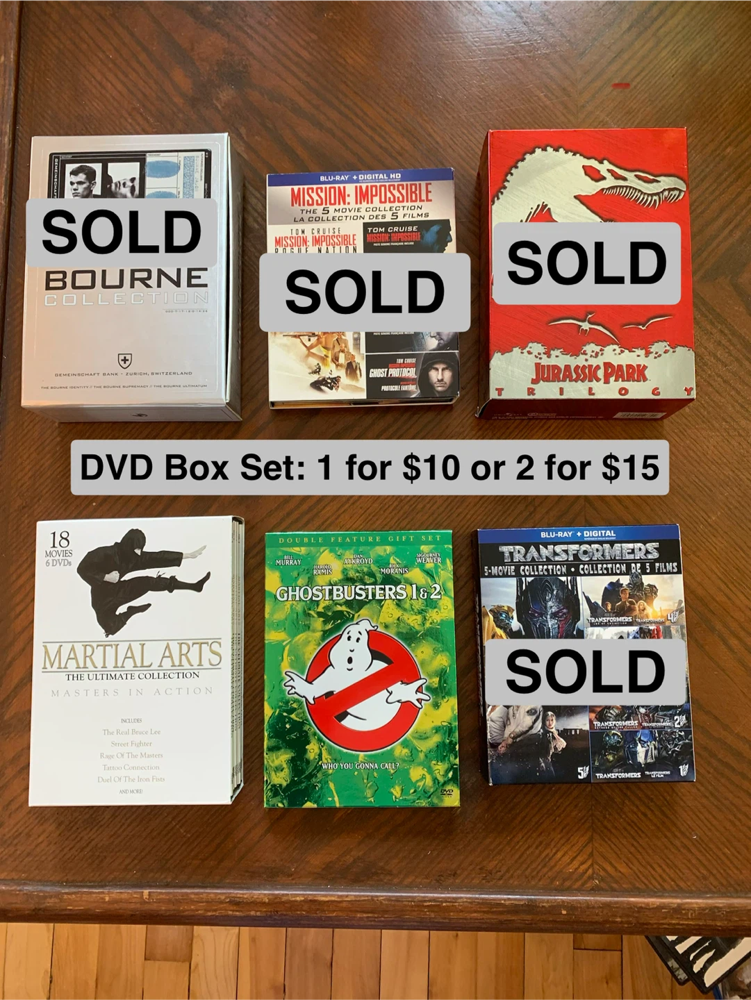 DVD Movie Box Set: Buy 1 for $10 / 2 for $15
