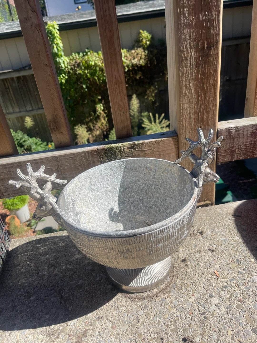 Silver-Tone Reindeer Decorative Bowl