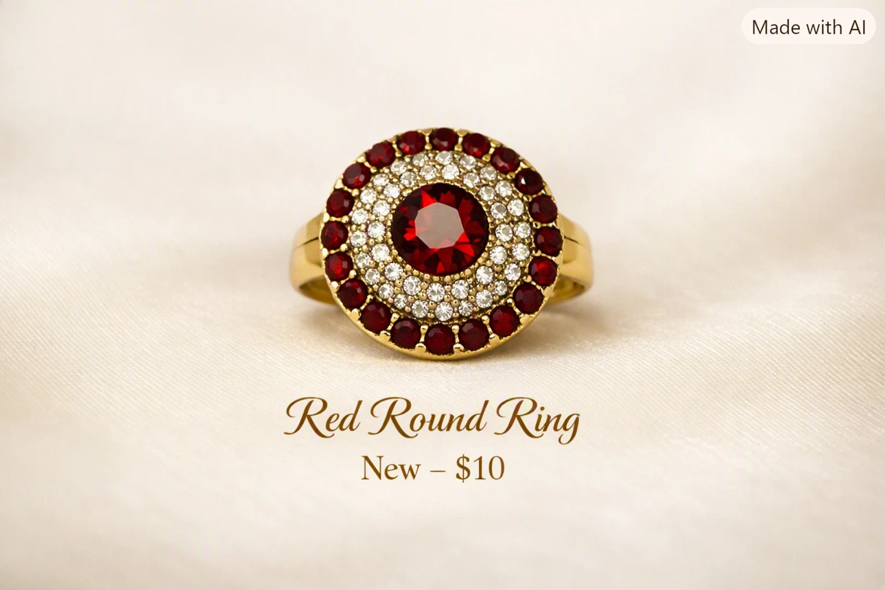 Red Round Statement Ring