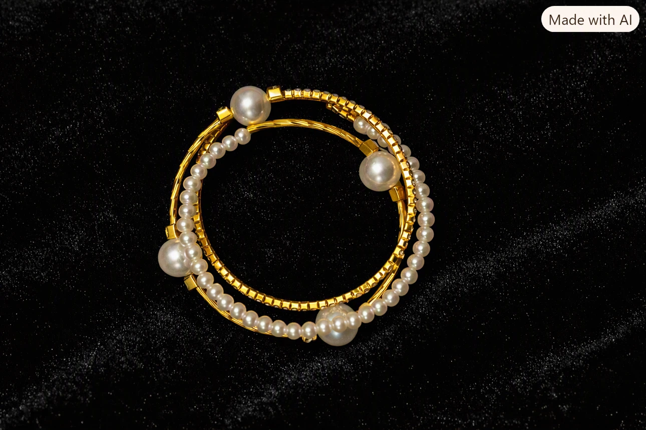 Gold-tone Pearl Coil Bracelet