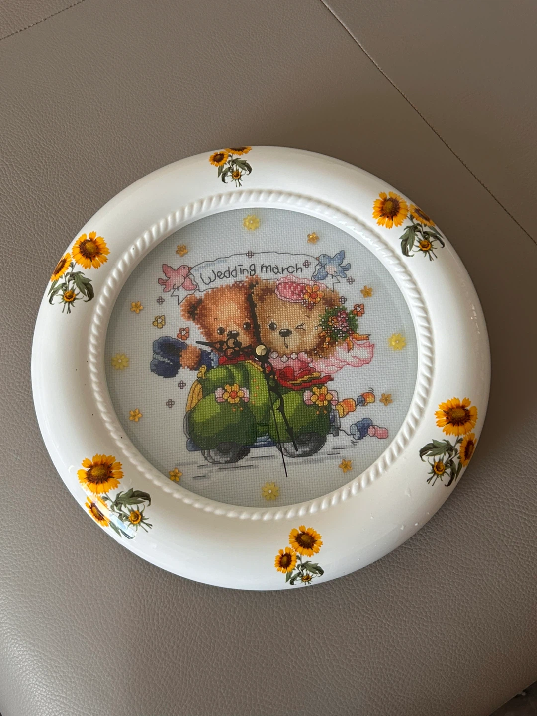 Cross-stitch Teddy Bear Wall Clock