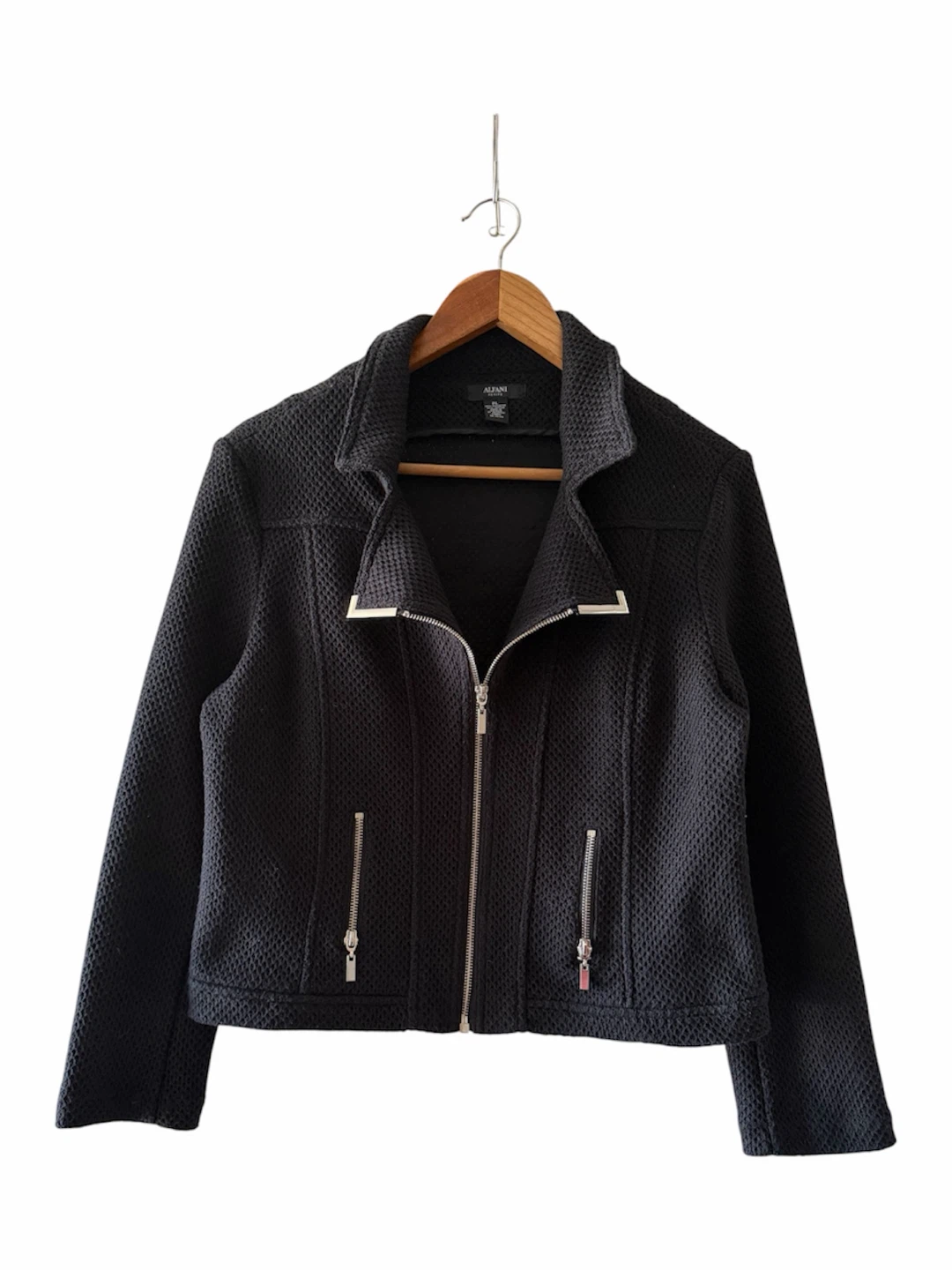 Alfani Women's Black Textured Moto Style Jacket
