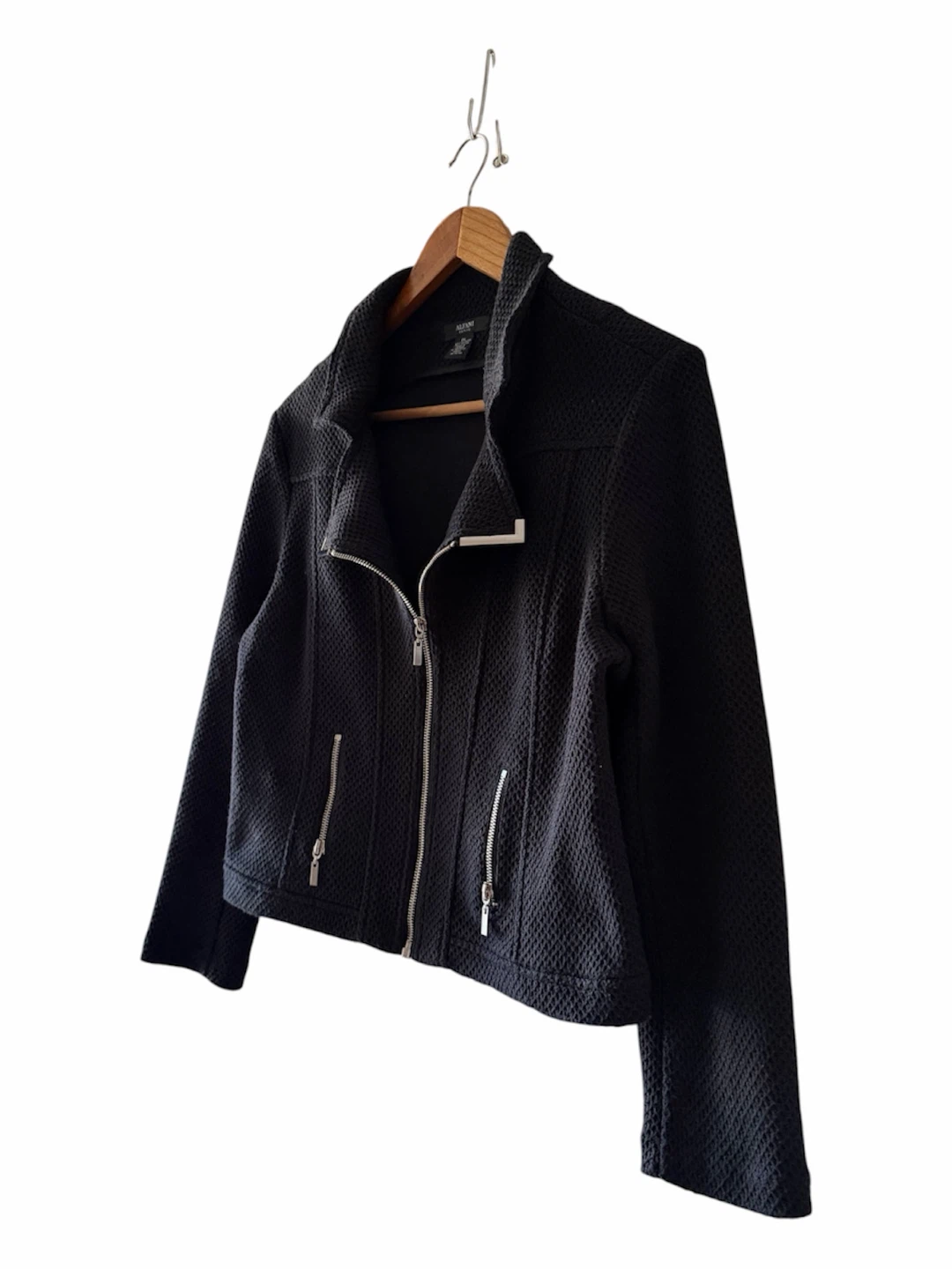 Alfani Women's Black Textured Moto Style Jacket - photo 2