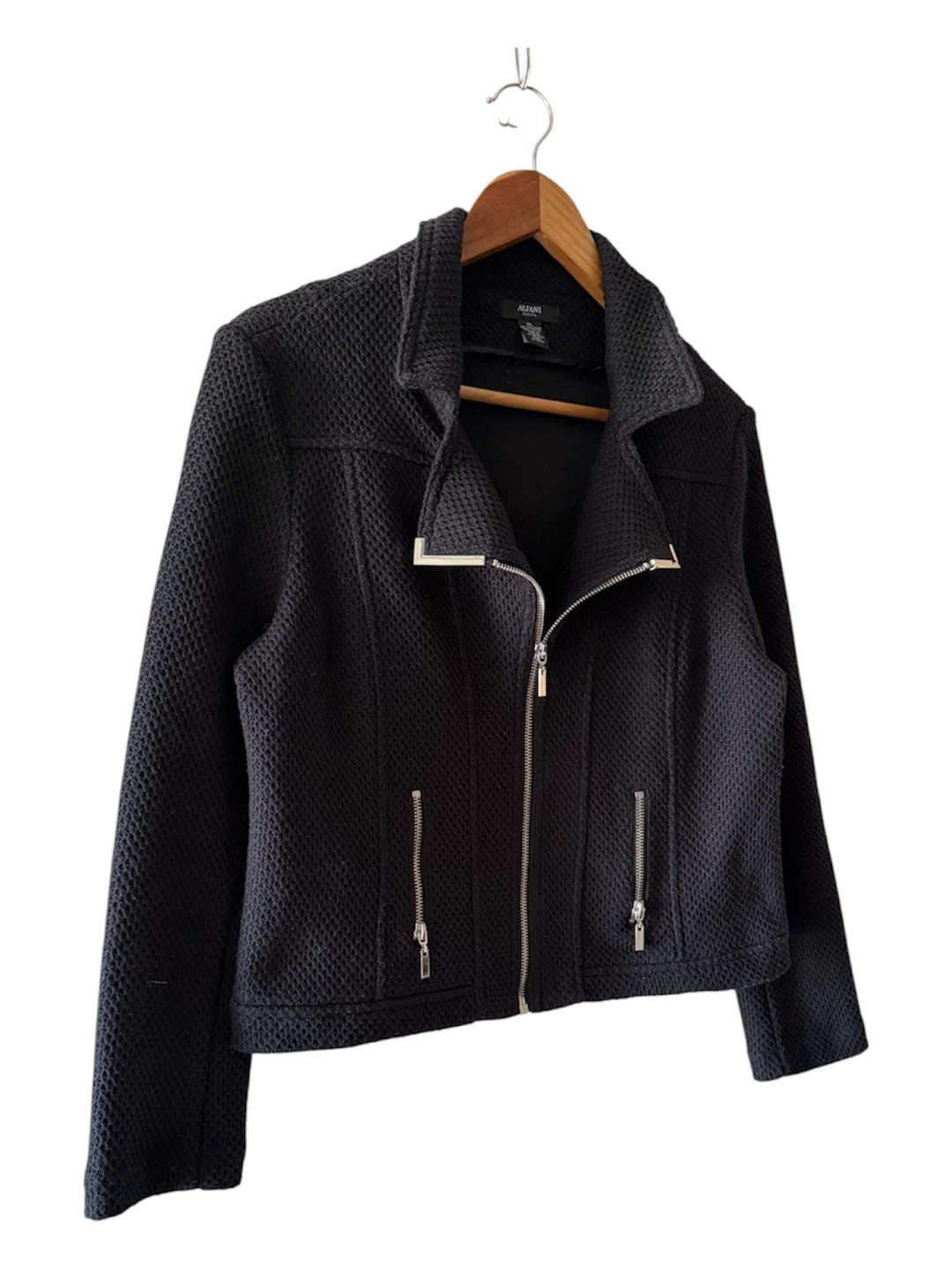 Alfani Women's Black Textured Moto Style Jacket - photo 3