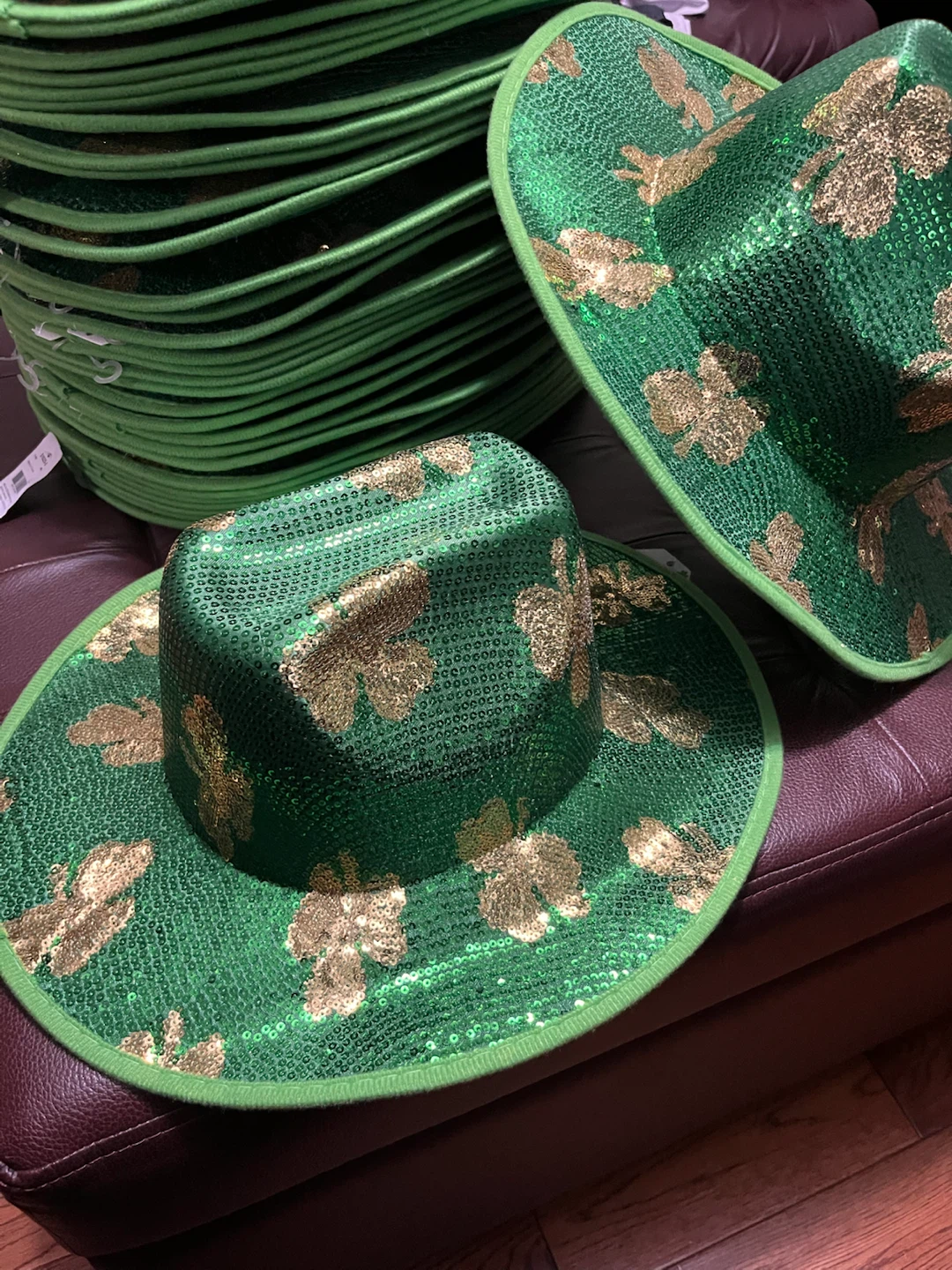 NEW Cowboy Hats $10 each Green Sequin Shamrock