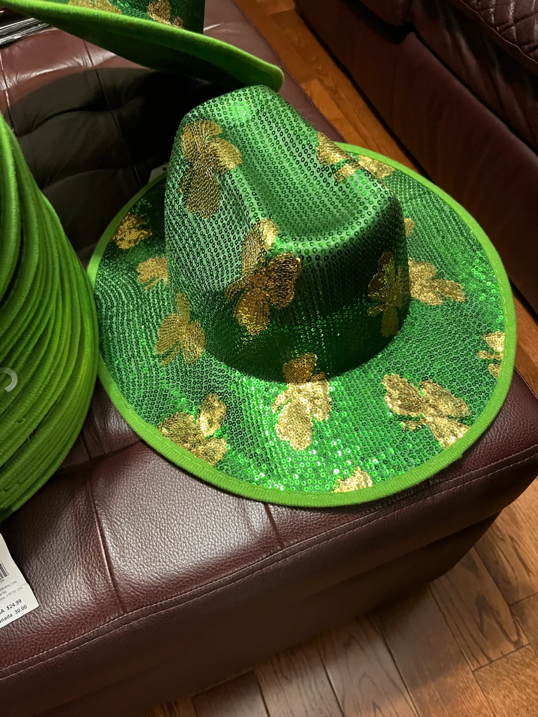 NEW Cowboy Hats $10 each Green Sequin Shamrock - photo 3