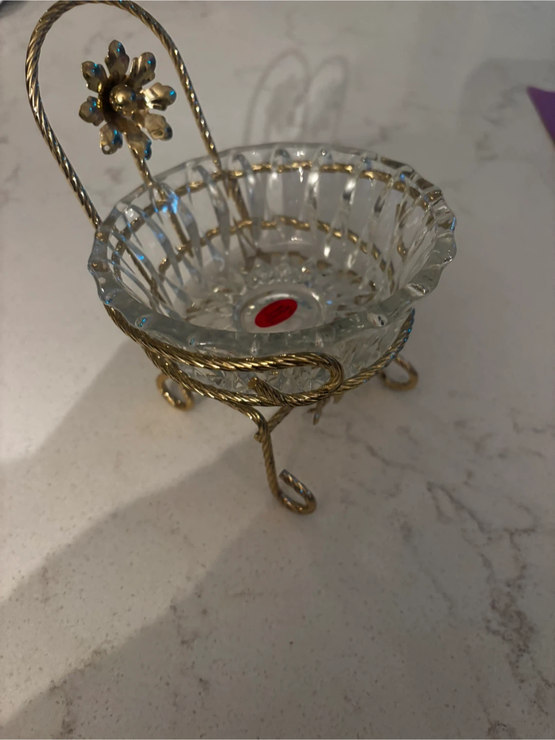 Europa Crystal Bowl with Gold Tone Holder - photo 3