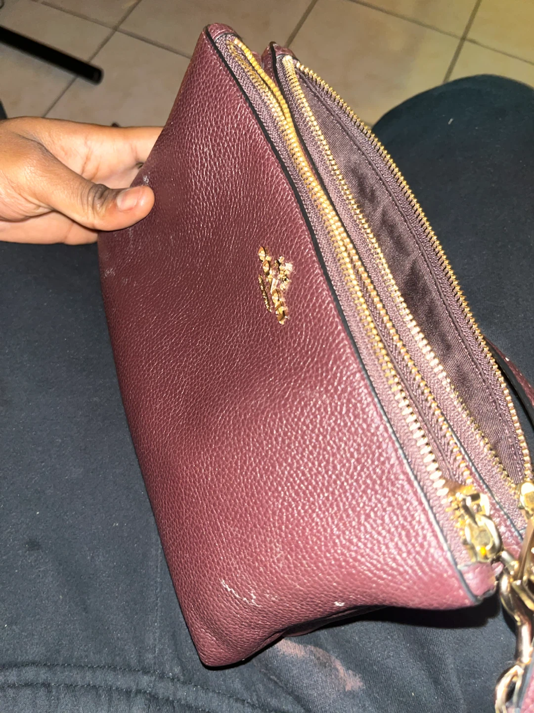 Coach Double Corner Zip Wristlet Burgundy - photo 2