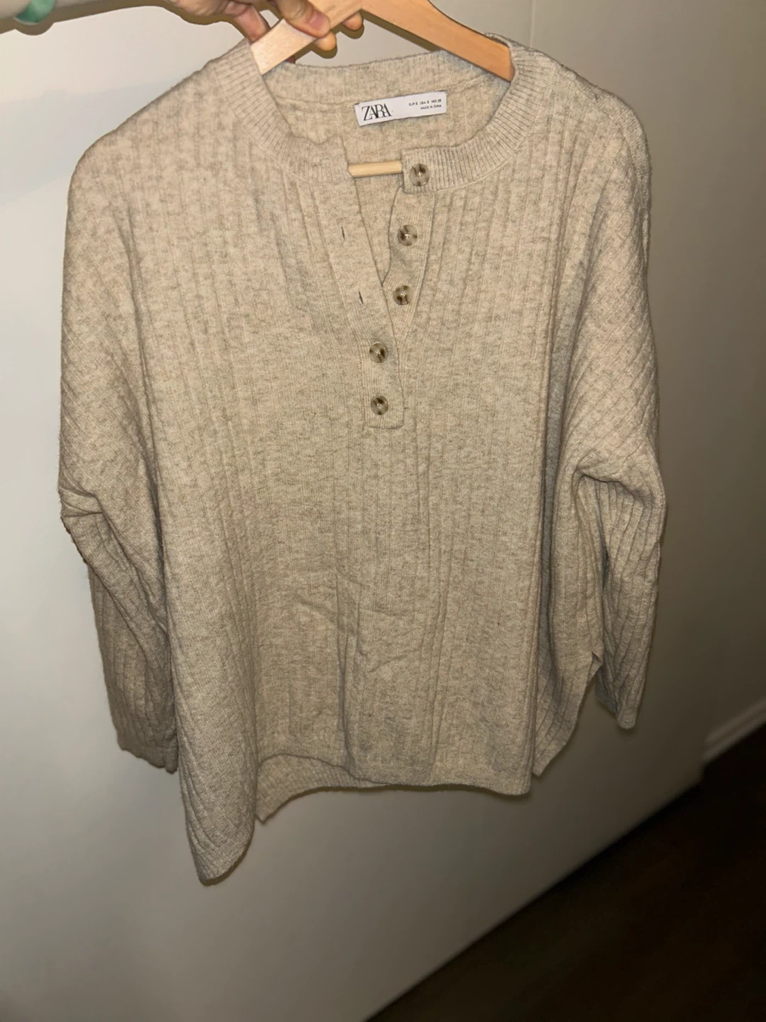 Zara oversized henley button sweater size S