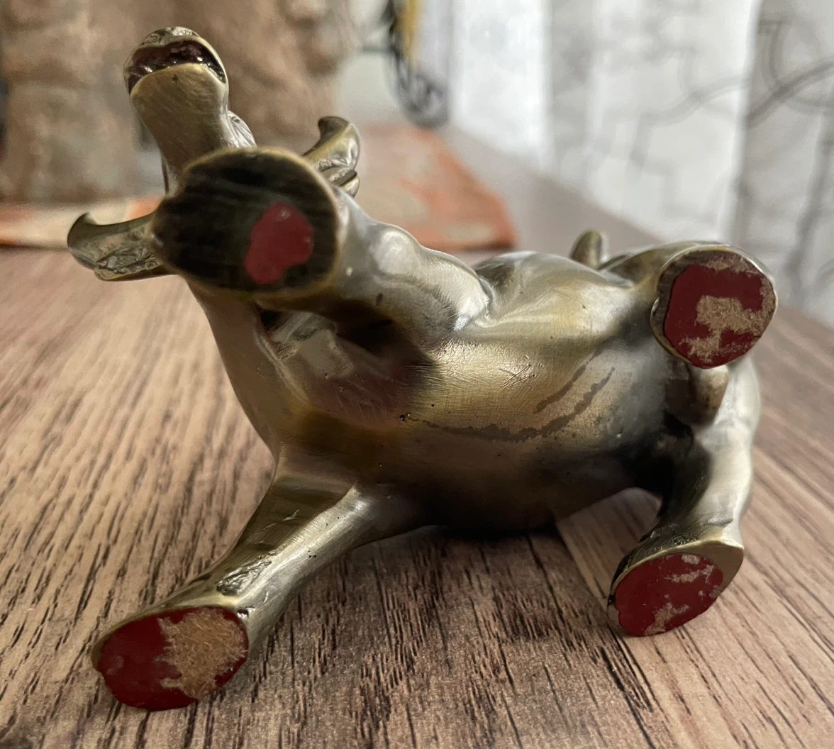 Vintage Antique Wall Street Charging Metallic Gold Bull Figure - photo 5