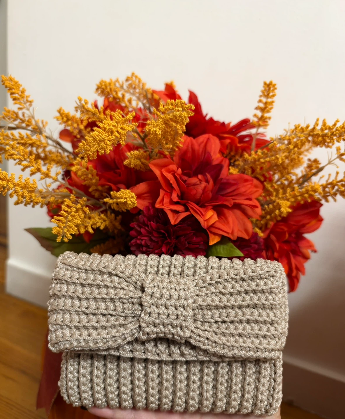 Handmade Crochet Bow Clutch